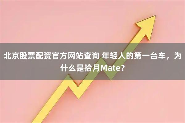 北京股票配资官方网站查询 年轻人的第一台车，为什么是拾月Mate？